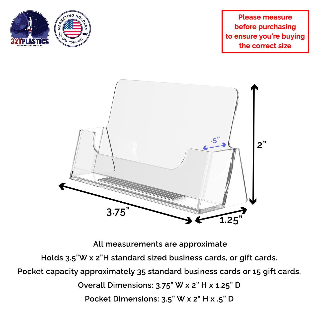 Business Gift Card Holder Horizontal Countertop Display Stand
