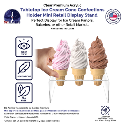 Mini Waffle Ice Cream Cone Holder 12 Slot Retail Display Stand