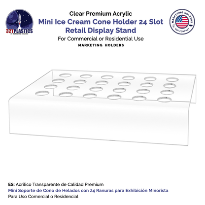 24 Slot Mini Waffle Ice Cream Cone Holder Retail Display Stand Acrylic