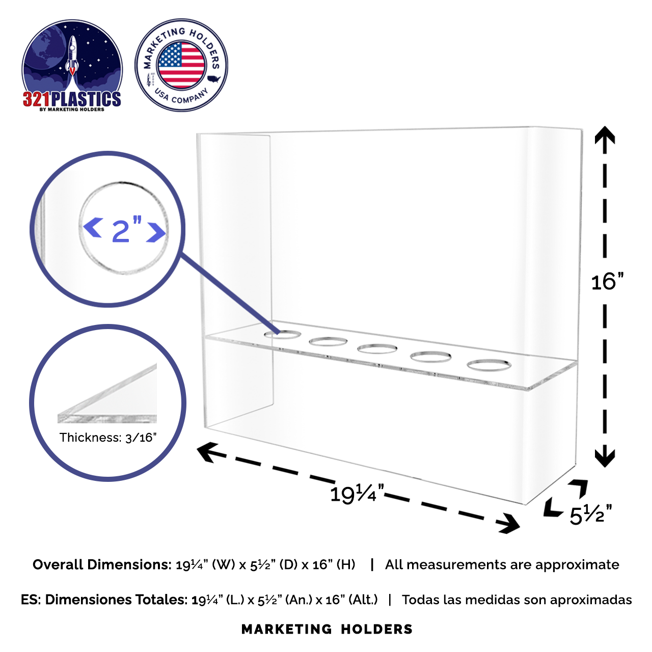 Ice Cream Cone Display Holder 5 Slot With Clear Sanitary Shield