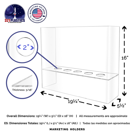 Ice Cream Cone Display Holder 5 Slot With Clear Sanitary Shield