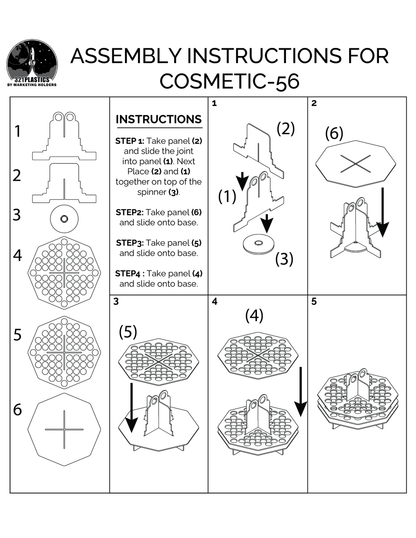 Rotating 56 Slot Cosmetic Organizer Clear Acrylic Display