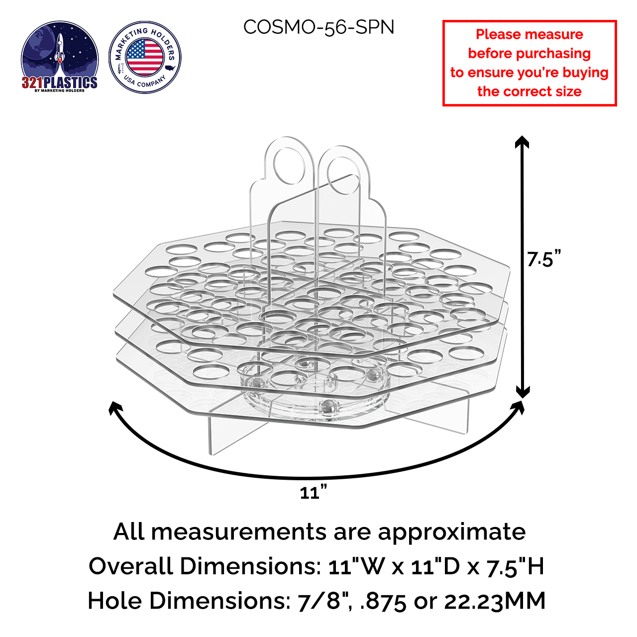 Rotating 56 Slot Cosmetic Organizer Clear Acrylic Display
