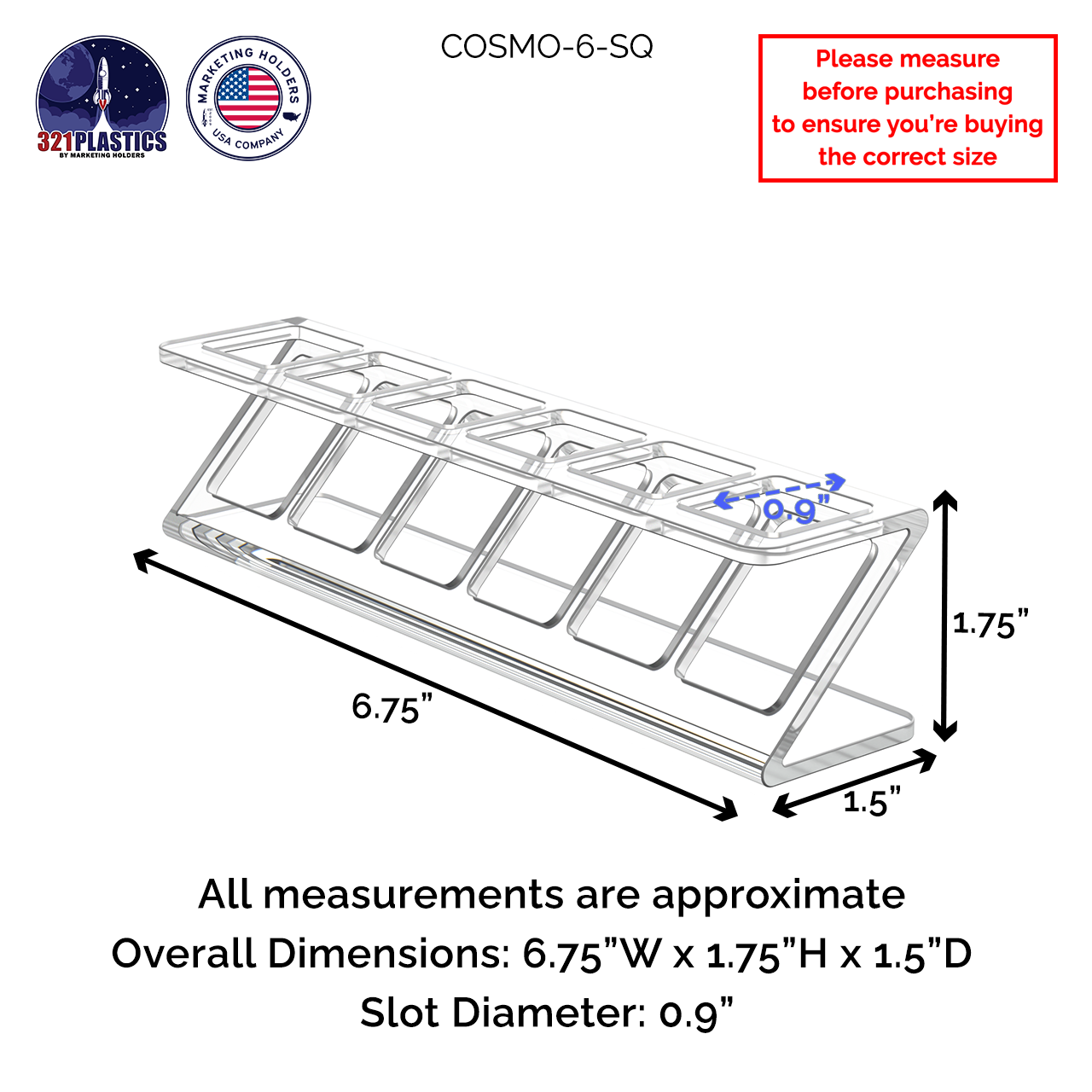 6 Slot Cosmetic Organizer Clear Acrylic Display