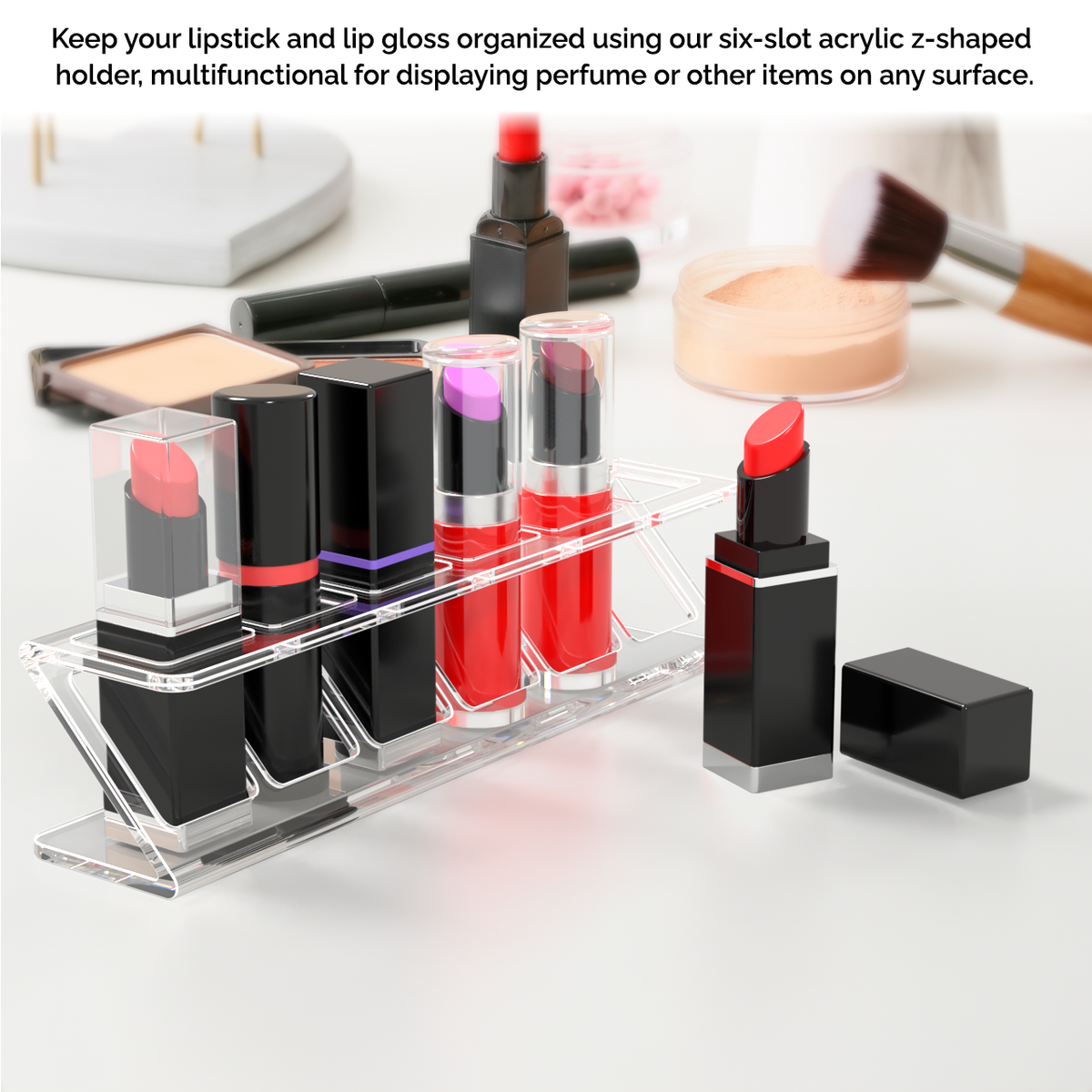 6 Slot Cosmetic Organizer Clear Acrylic Display