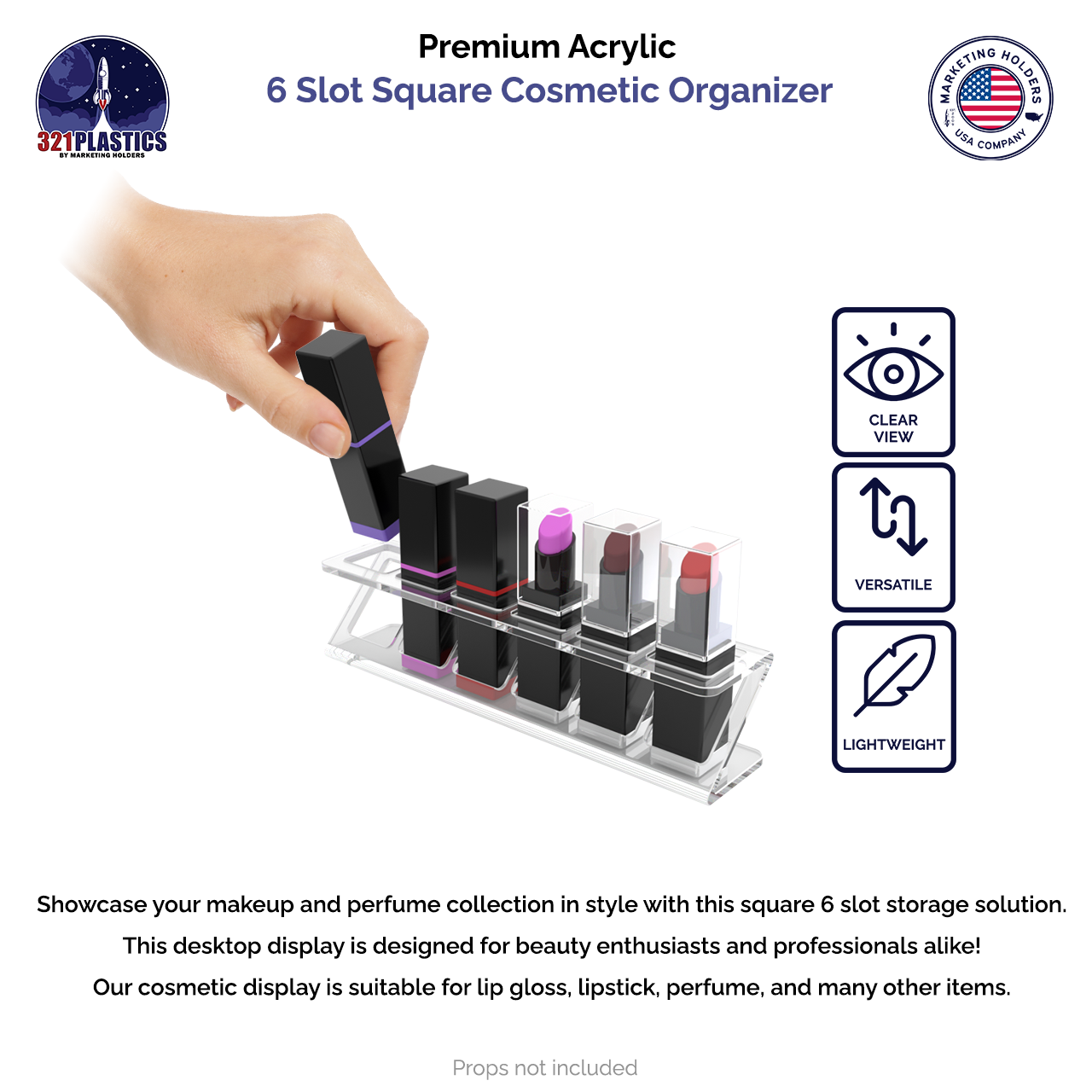 6 Slot Cosmetic Organizer Clear Acrylic Display