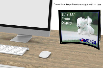 11"W x 8.5"H Curved Sign Photo Holder with Elegant Black Backing