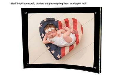 7"W x 5"H Curved Photo Stand Small Sign Holder with Black Border