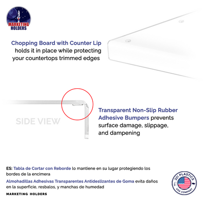 Cutting Board with Lip for Countertops Clear Acrylic