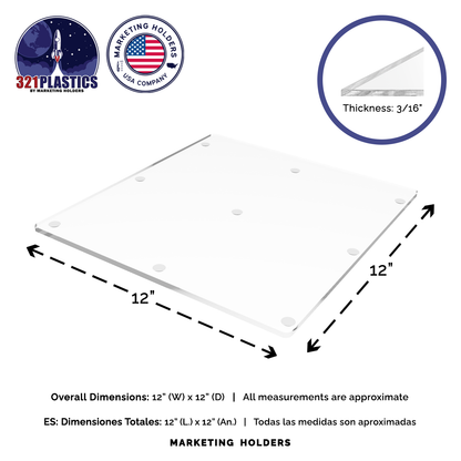 Flat Cutting Board with Rubber Bumpers for Countertops Clear Acrylic