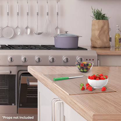 Flat Cutting Board with Rubber Bumpers for Countertops Clear Acrylic