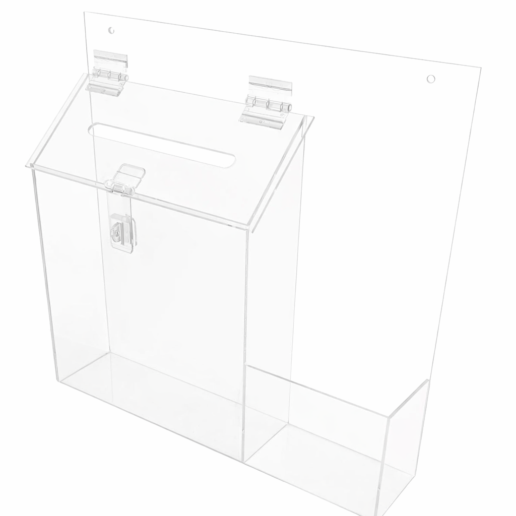 Wall Mount 9" Locking Ballot Box with Entry Form Pocket