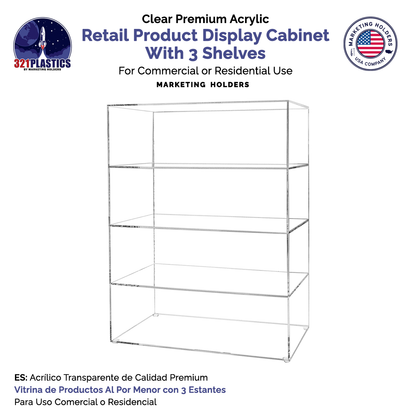12" x 7" x 16" Retail Product Display Cabinet with 3 Shelves