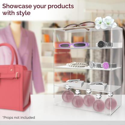 12" x 7" x 16" Retail Product Display Cabinet with 3 Shelves