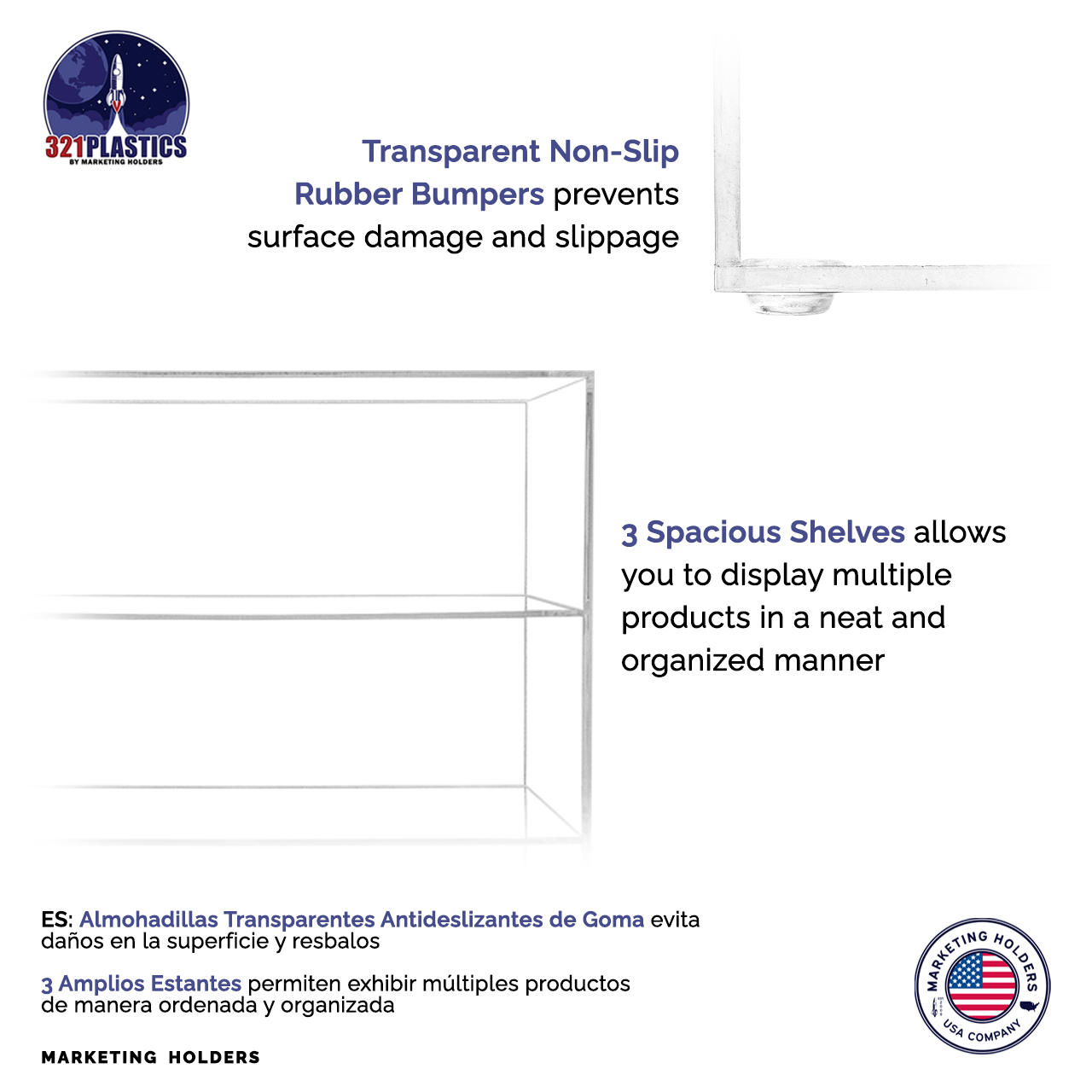 12" x 7" x 16" Retail Product Display Cabinet with 3 Shelves
