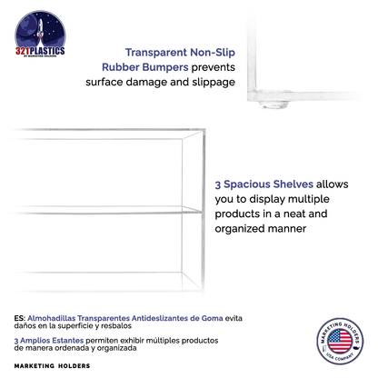 12" x 7" x 16" Retail Product Display Cabinet with 3 Shelves