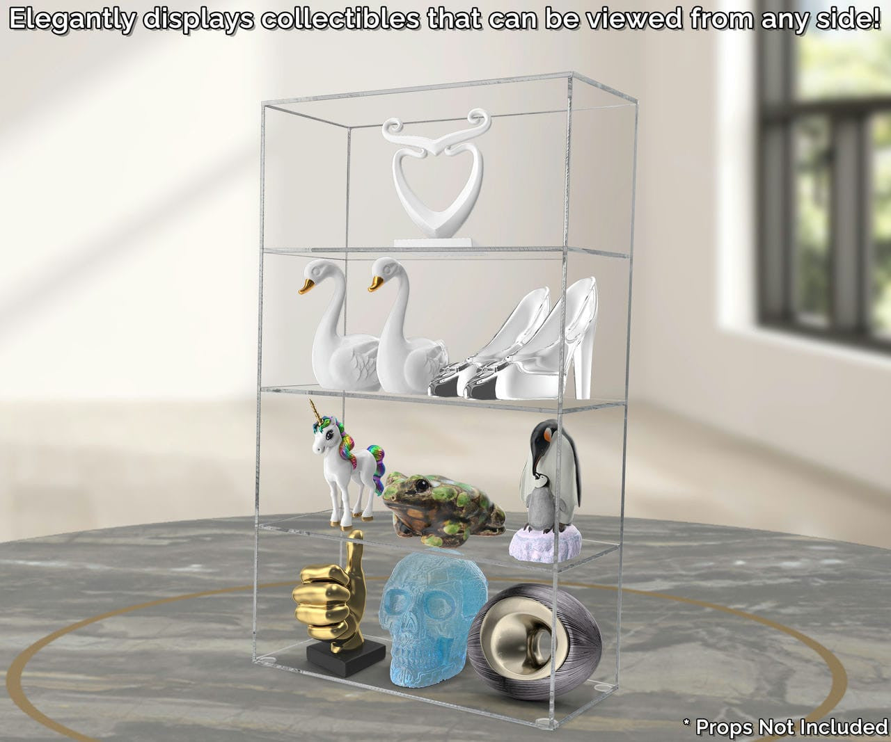 9.5"W x 4"D x 16"H Retail Product Display Cabinet with 3 Shelves