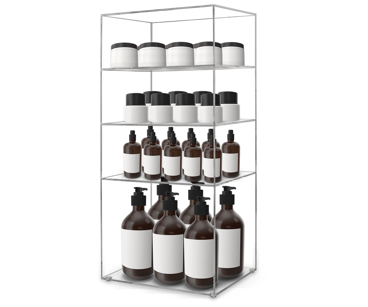 9.75" x 7" x 19.75" Three Shelf Showcase Display Clear Acrylic Cabinet