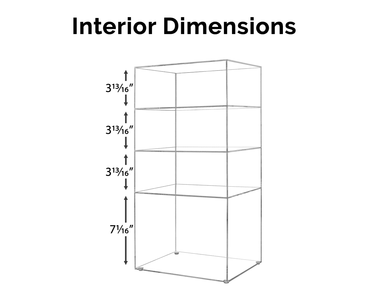 9.75" x 7" x 19.75" Three Shelf Showcase Display Clear Acrylic Cabinet