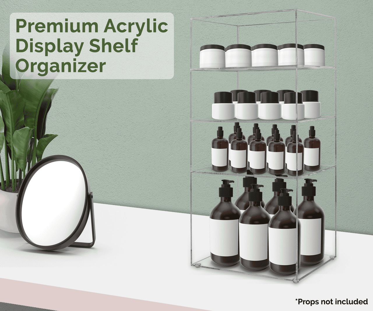 9.75" x 7" x 19.75" Three Shelf Showcase Display Clear Acrylic Cabinet