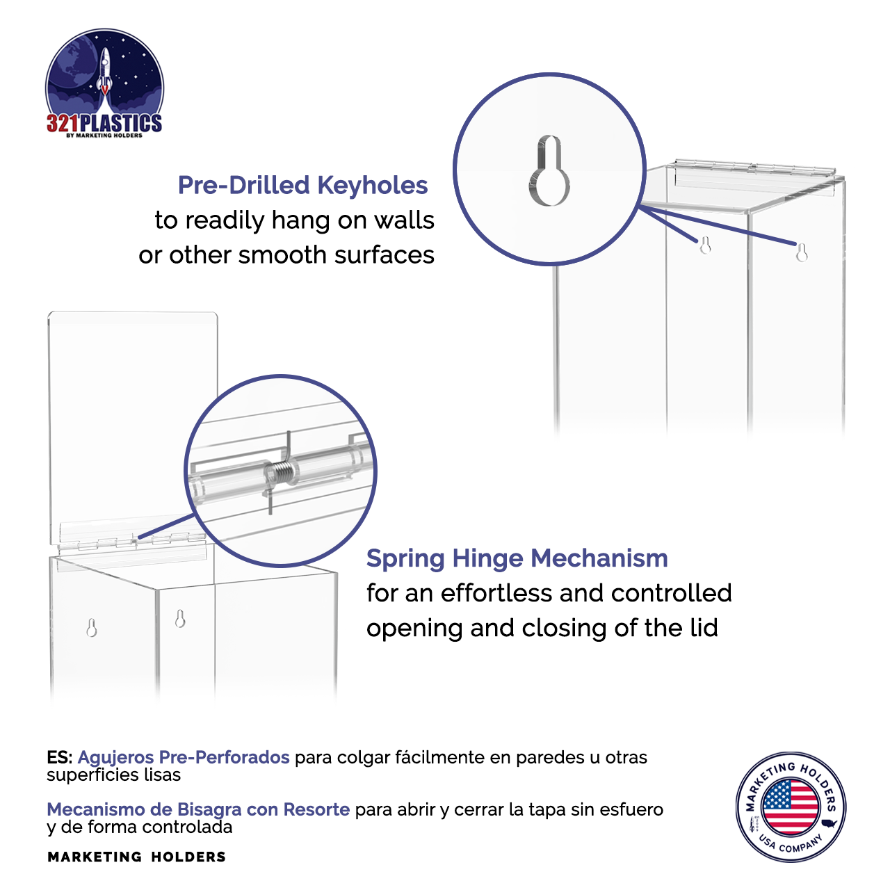 Medical Needle Holder Single Compartment Bin Acrylic Dispenser
