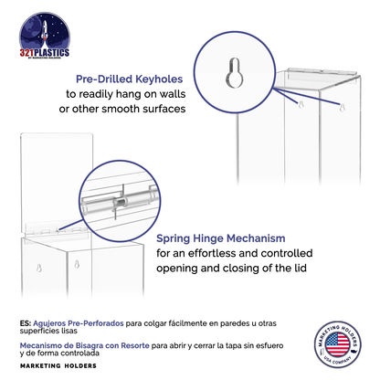Medical Needle Holder Single Compartment Bin Acrylic Dispenser