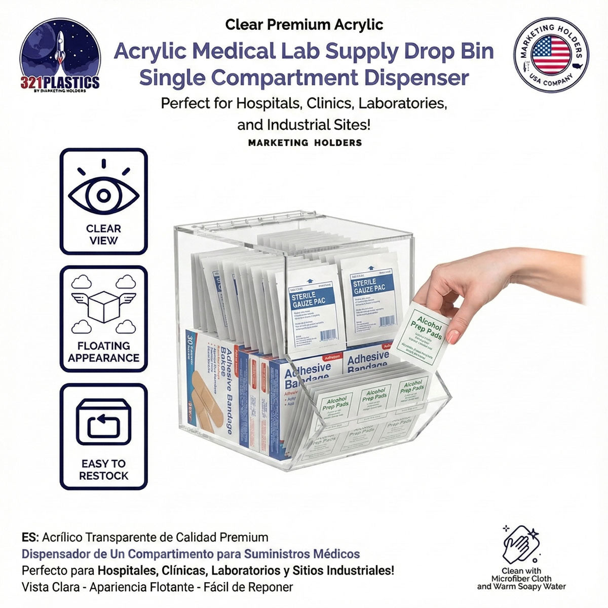 Acrylic Bin with Lid for Organizing Products and Supplies