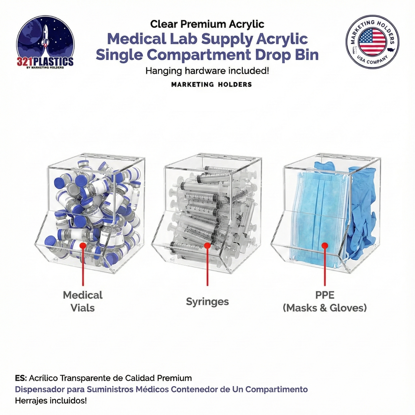 Acrylic Bin with Lid for Organizing Products and Supplies