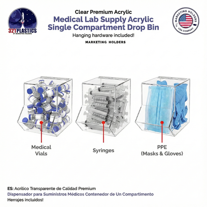 Acrylic Bin with Lid for Organizing Products and Supplies