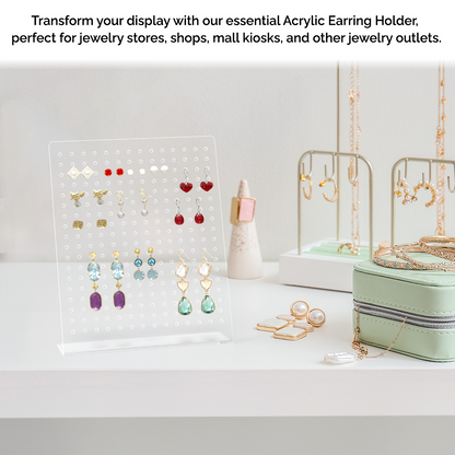 9"H Earring Display Stand Slant Back Holds 126 Sets Clear