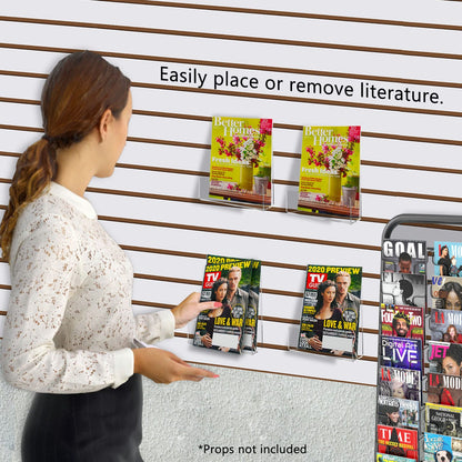 6"W Slatwall Easel Book Shelf with Deep Lip Clear Plastic