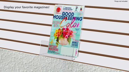 6"W Slatwall Easel Book Shelf with Deep Lip Clear Plastic