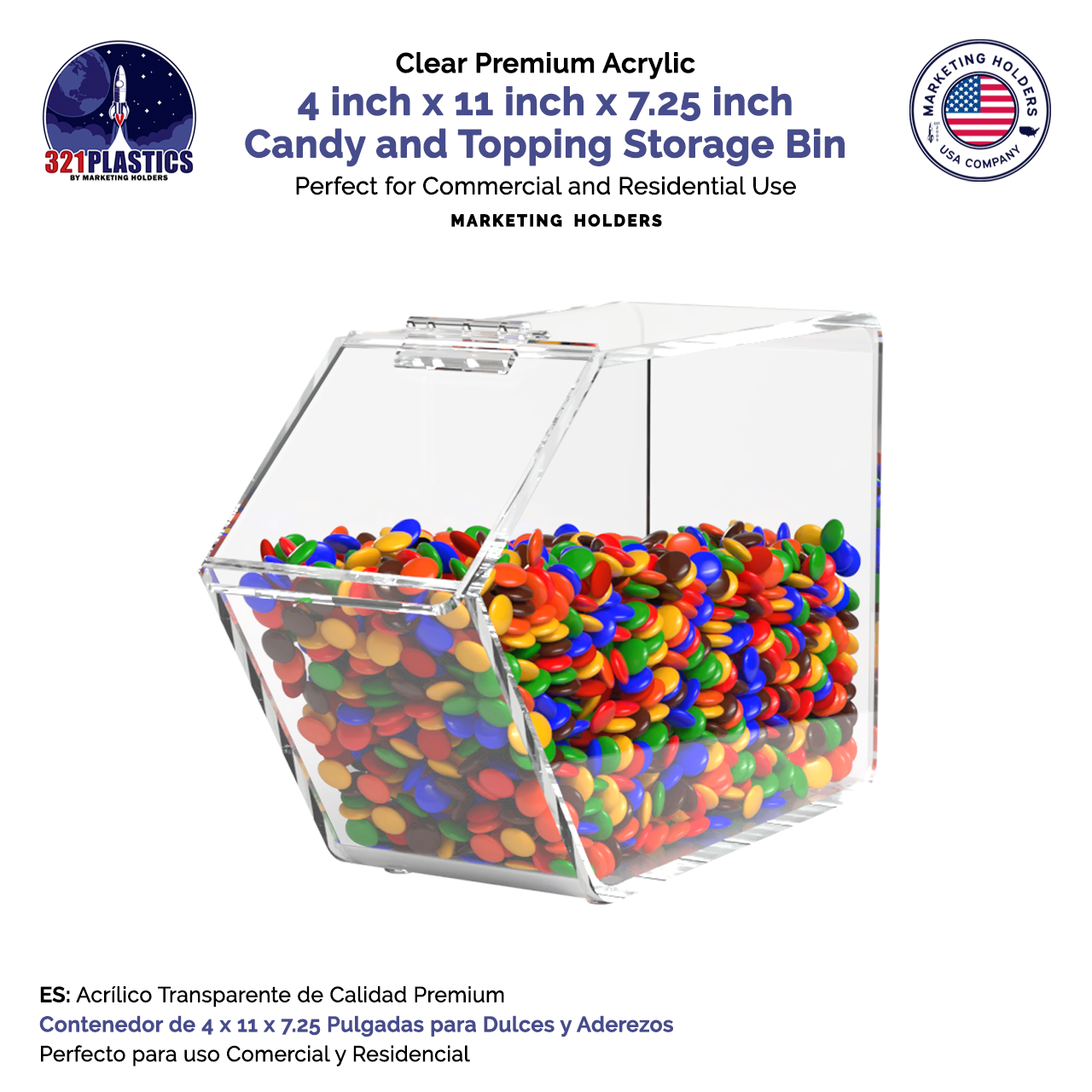 Candy and Ice Cream Toppings Bin Cereal and Snack Food Storage