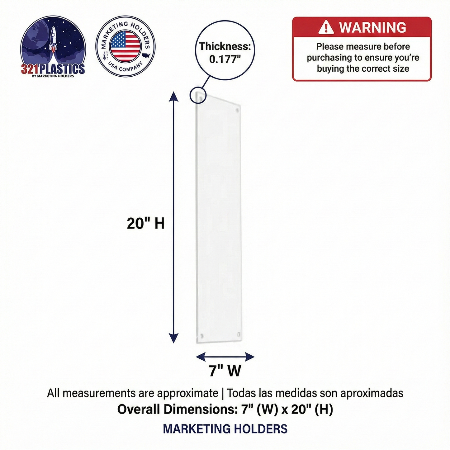7" x 20" Wall Shield Sanitary Protection Guard with 4 Holes