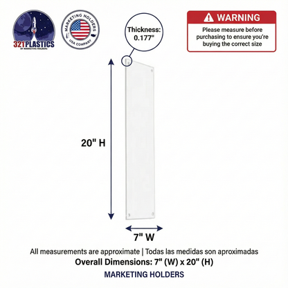 7" x 20" Wall Shield Sanitary Protection Guard with 4 Holes