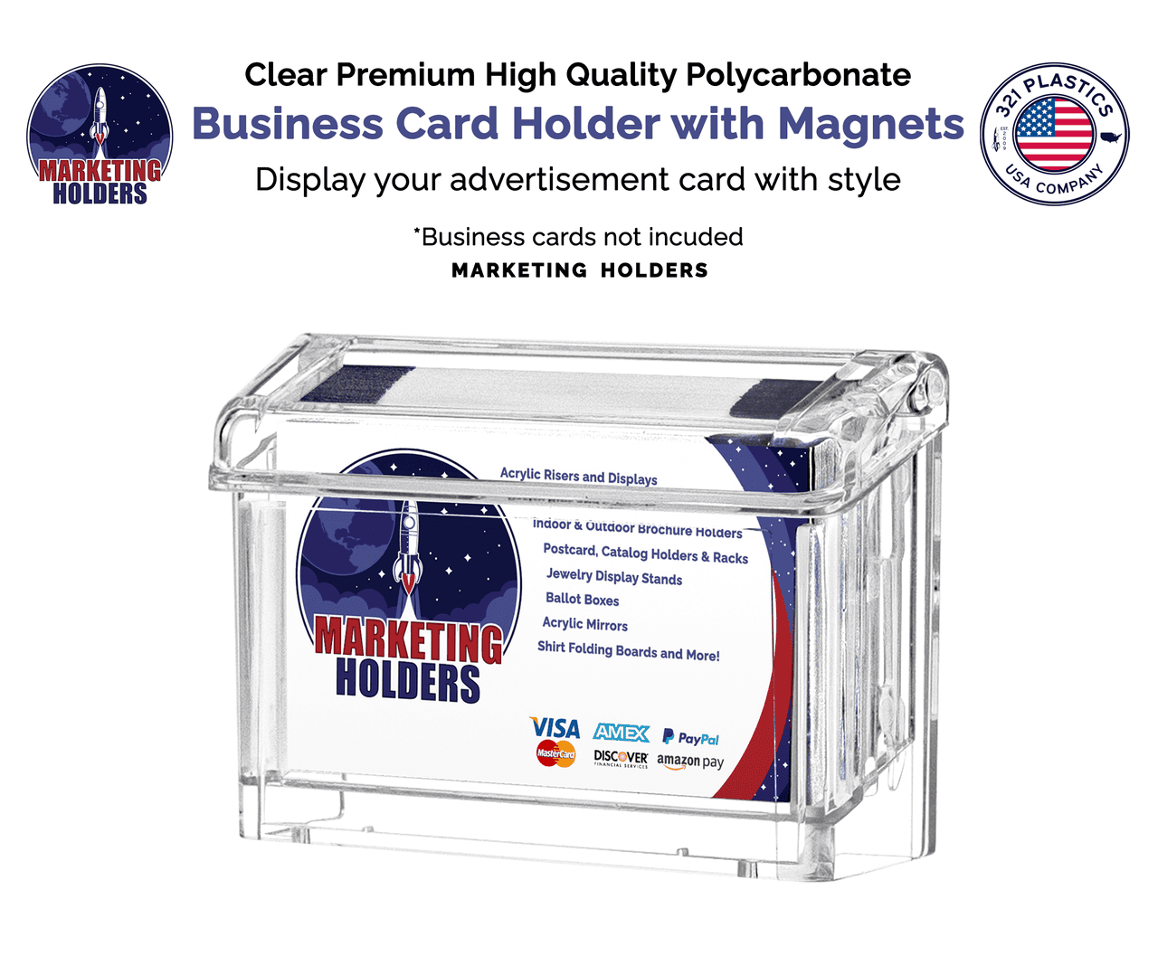Mobile Marketing Magnetic Business Card Holder with Lid Outdoor