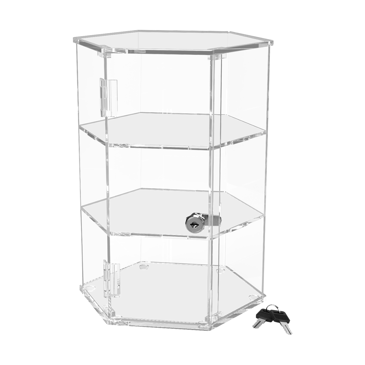 Hexagonal Locking Retail Display Cabinet