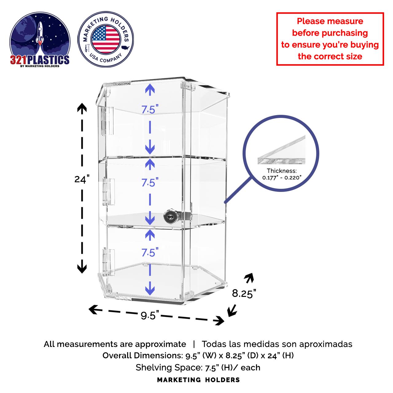 Hexagon Locking Retail Display Cabinet