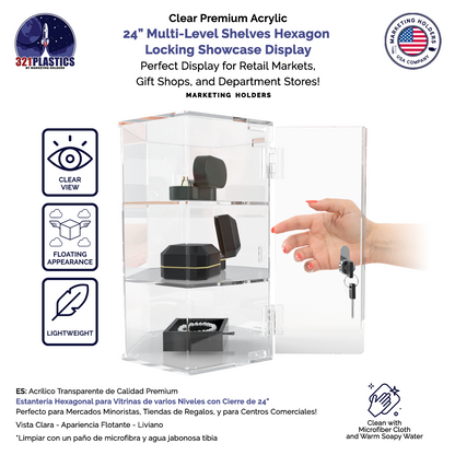 Hexagon Locking Retail Display Cabinet