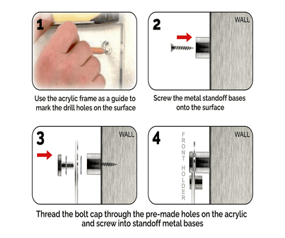 10" x  4" Wall Sign Holder Euro Style With Stainless Standoffs