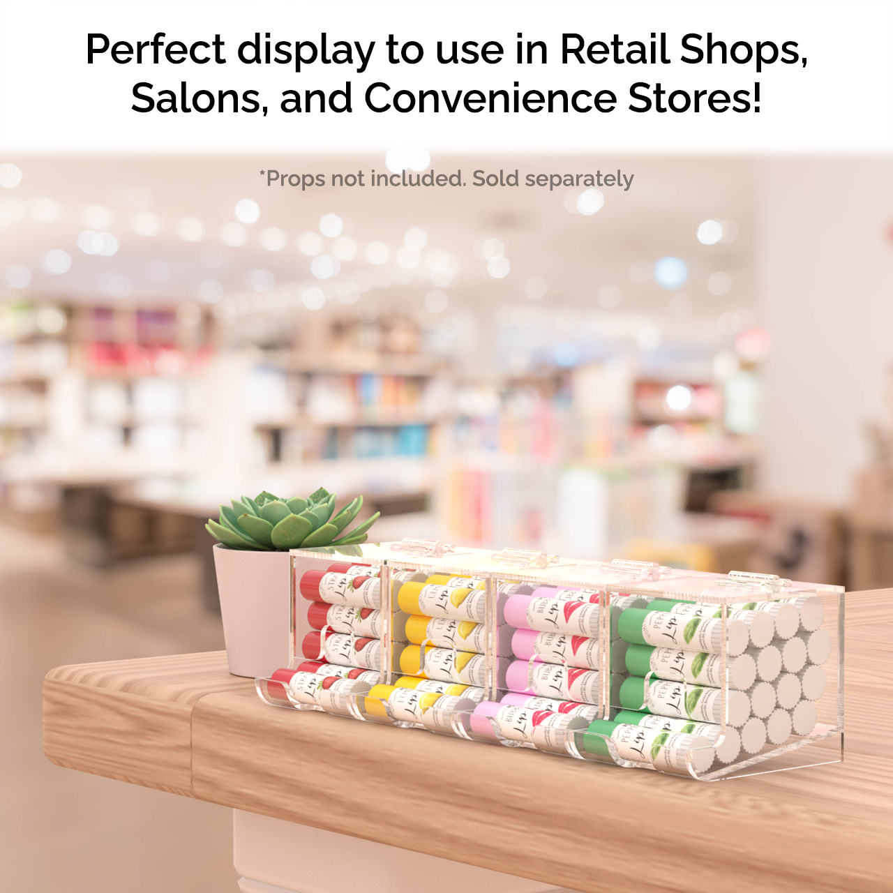 3"W Lip Balm Holder Lipstick Makeup Storage Easy Reach Cutaway