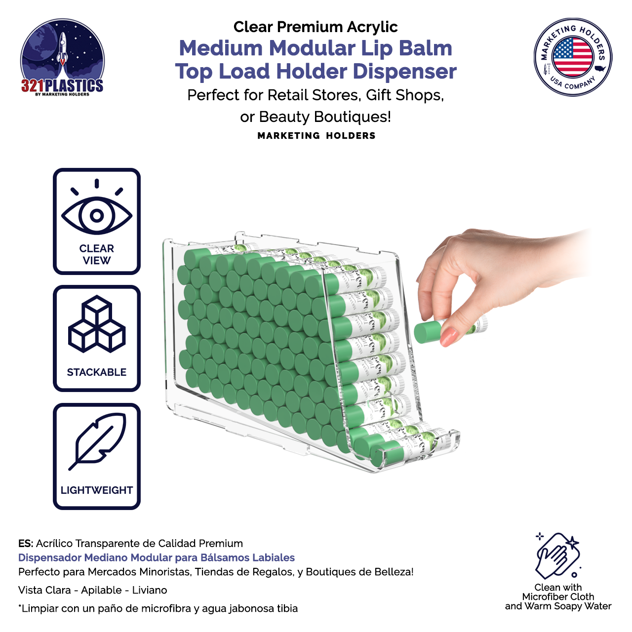 Stackable Lip Balm Holder Lipstick Makeup Storage Easy Reach Cutaway