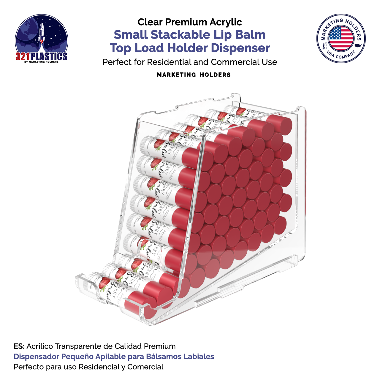 Stackable Lip Balm Holder Lipstick Makeup Storage Easy Reach Cutaway