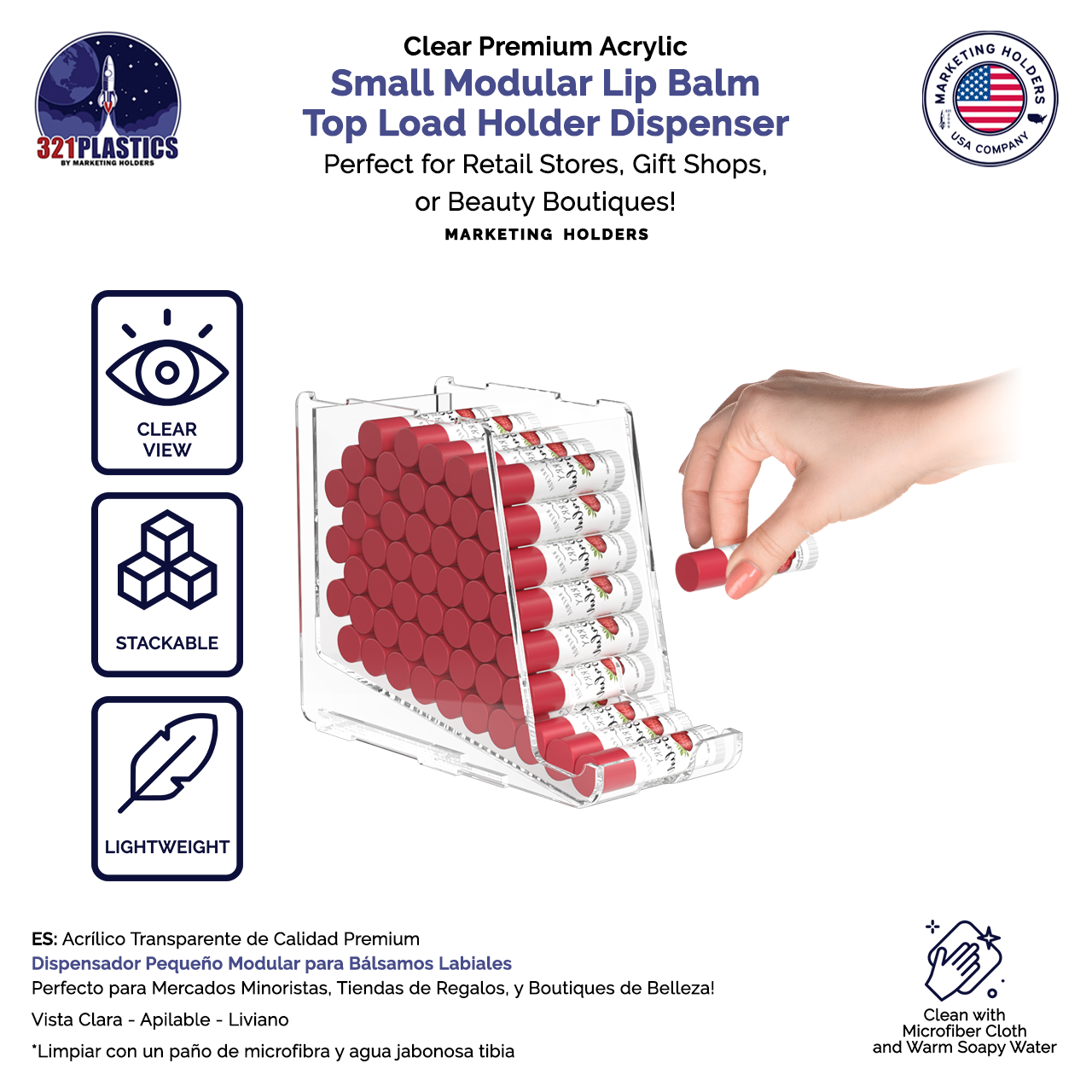 Stackable Lip Balm Holder Lipstick Makeup Storage Easy Reach Cutaway