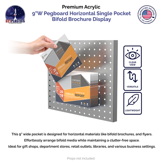 Pegboard 8.5"W Horizontal Bifold Brochure Holder