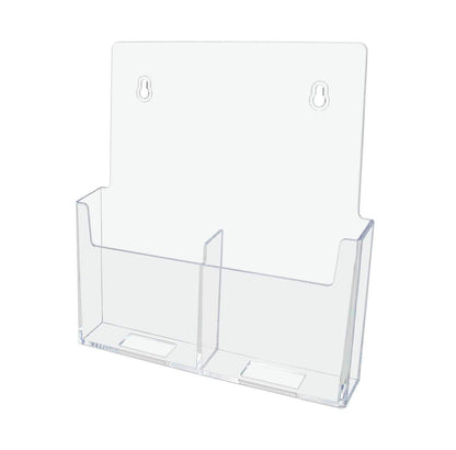 Trifold Holder 2 Pocket for 4"W Brochures Wall Mount