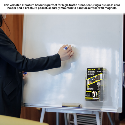 4"W Magnetic Trifold Brochure Holder with Business Card Pocket