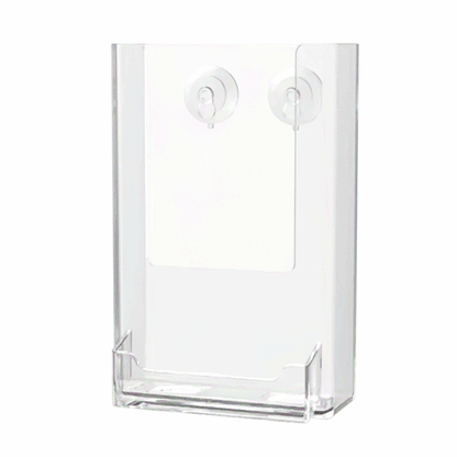 4"W Tri Fold Display With Business Card Pocket With Suction Cups