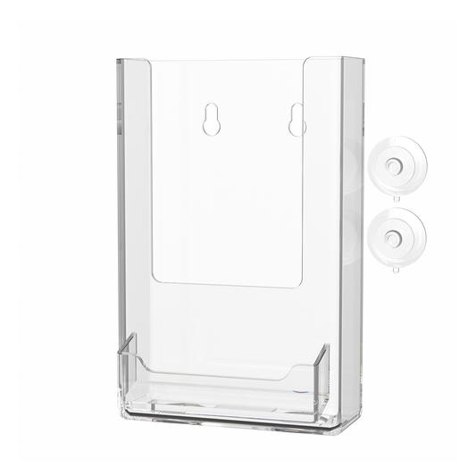 4"W Tri Fold Display With Business Card Pocket With Suction Cups
