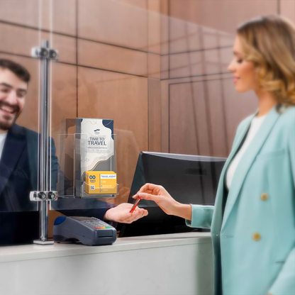 4"W Tri Fold Display With Business Card Pocket With Suction Cups